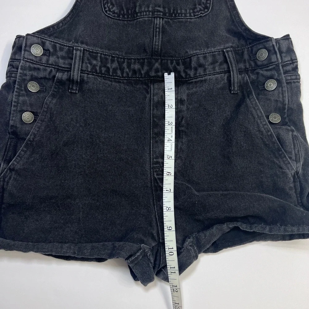 Madewell Adirondack Short Overalls Washed Black Denim Size Medium Bib Shortalls - Picture 7 of 12